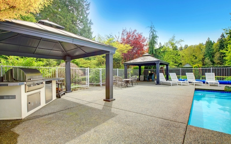 patio concrete by the pool